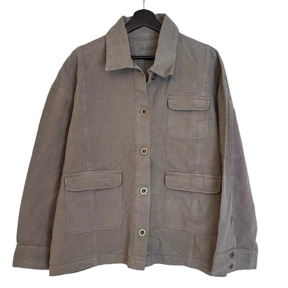 Mate the Label Organic Cotton Canvas Chore Jacket Pebble M/L NWT Classic Fall